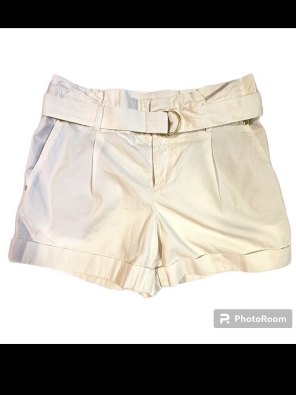 LOFT paper bag waist cream colored shorts Women’s size 2 | aa-4